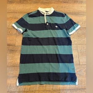 Vintage Abercrombie and Fitch Men’s Teal and Blue Polo Shirt Size Small
